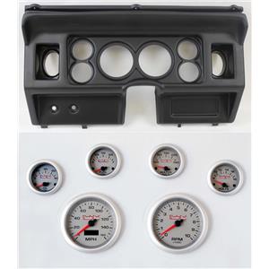 80-86 Ford Truck Black Dash Carrier w/ 3-3/8" Concourse Series Silver Gauges