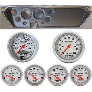 67 GTO Silver Dash Carrier w/ Auto Meter Ultra Lite Electric Gauges