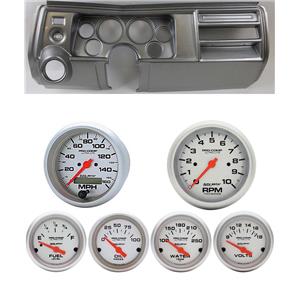 69 Chevelle Silver Dash Carrier 5" Ultra Lite Electric Gauges w/ Astro