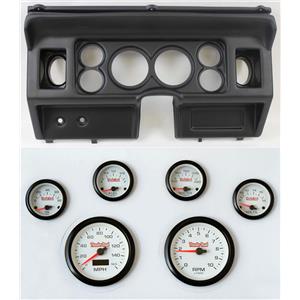 80-86 Ford Truck Black Dash Panel w/ White Face Electric Gauges