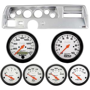 70-72 Chevelle SS Silver Dash Carrier w/ Auto Meter Phantom Electric Gauges