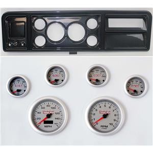 73-79 Ford Truck Carbon Dash Carrier w/ 3-3/8" Concourse Series Silver Gauges