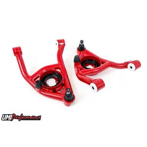 UMI Performance 4032-R GM A-Body UMI Lower Front Control Arm Kit Delrin Bushings - Red