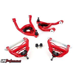 UMI Performance 403233-1-R GM A-Body Upper & Lower Front Control Arm Kit 1/2" Taller Delrin Bush -Re