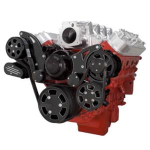 Black Diamond Chevy LS Engine High Mount Serpentine Kit - AC, Alternator & Power Steering & EWP