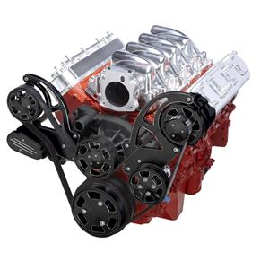 CVF Racing Black Diamond Chevy LS High Mount Serpentine Kit - Power Steering & Alternator