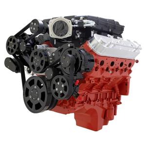 CVF Racing Stealth Black Chevy LS Serpentine Kit - Edelbrock - AC & Power Steering