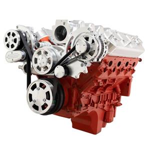 CVF Racing Chevy LS Engine Mid Mount Serpentine Kit - AC & Alternator - Mid-Mount