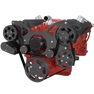 Black Serpentine System for SBC 283-350-400 - AC, Power Steering & Alternator & Electric Water Pump