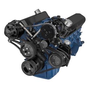 Black Ford 5.0L & 5.8L Serpentine Conversion Kit - AC, Alternator & Power Steering