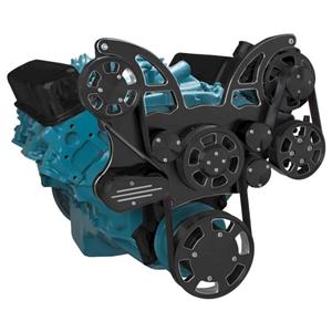Black Diamond Pontiac Serpentine System for 350-400, 428 & 455 V8 - Power Steering - All Inclusive