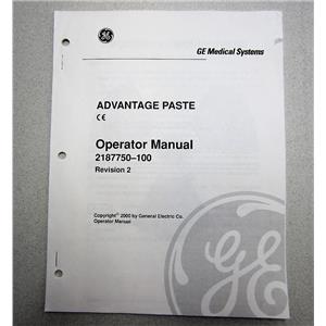 GE Medical Advantage Paste 2187750-100 Operator Manual