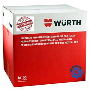 WURTH 100 Pack Universal Absorbent Pads Medium Weight Perforated Gray 16x18 Inch