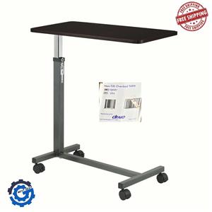 13067 NEW Drive Medical Non Tilt Bedside Safe Sturdy Adjustable Table Silver