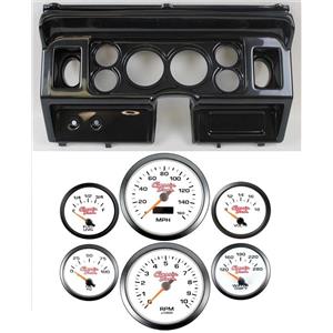 80-86 Ford Truck Carbon Dash Carrier w/ 3-3/8" Concourse Series White Gauges
