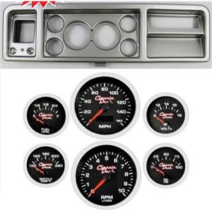 73-79 Ford Truck Silver Dash Carrier w/ 3-3/8" Concourse Series Black Gauges