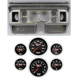 80-86 Ford Truck Silver Dash Carrier w/ 3-3/8" Concourse Series Black Gauges