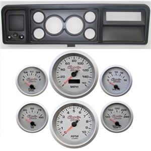 73-79 Ford Truck Black Dash Carrier w/ 3-3/8" Concourse Series Silver Gauges