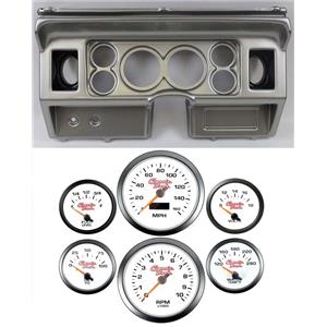 80-86 Ford Truck Silver Dash Carrier w/ 3-3/8" Concourse Series White Gauges