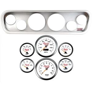 64-66 Mustang Silver Dash Carrier Concourse White Face Gauges