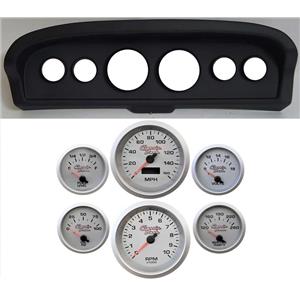 61-66 Ford Truck Black Dash Carrier Concourse Silver Face Gauges