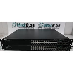 LOT OF 2 Dell PowerConnect 6224 24-Port Gigabyte Ethernet Switch With Rack Ears