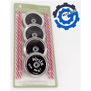 Home Essentials New 4 Pack of Chalkboard Mason Jar Lids with Red Striped Straws