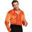 Orange Ruffled Velvet Disco Shirt 70's Small