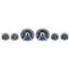 Dakota Digital Universal 6 Round Dash Gauges Analog Black Alloy / Blue VHX-1060-K-B