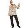 Silver Sequin Blazer Adult Men's Disco Jacket With Pockets X-Large