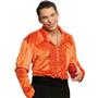 Orange Ruffled Velvet Disco Shirt 70's Medium