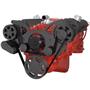 Black Serpentine System for SBC 283-350-400 - AC & Alternator with Electric Water Pump