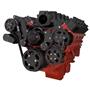 Stealth Black Chevy LS Engine High Mount Serpentine Kit - Power Steering & Alternator & EWP