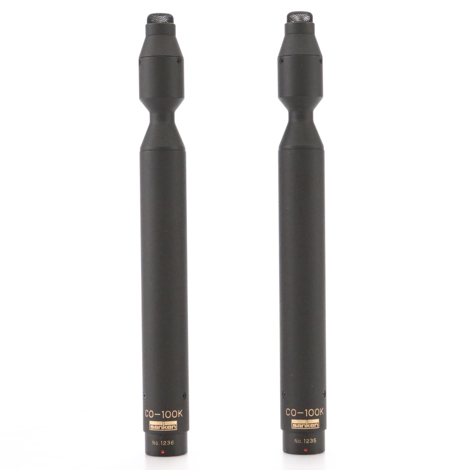 2 Sanken CO-100K Omni Condenser Microphones w/KS-100 Shock Mount Matched #48891