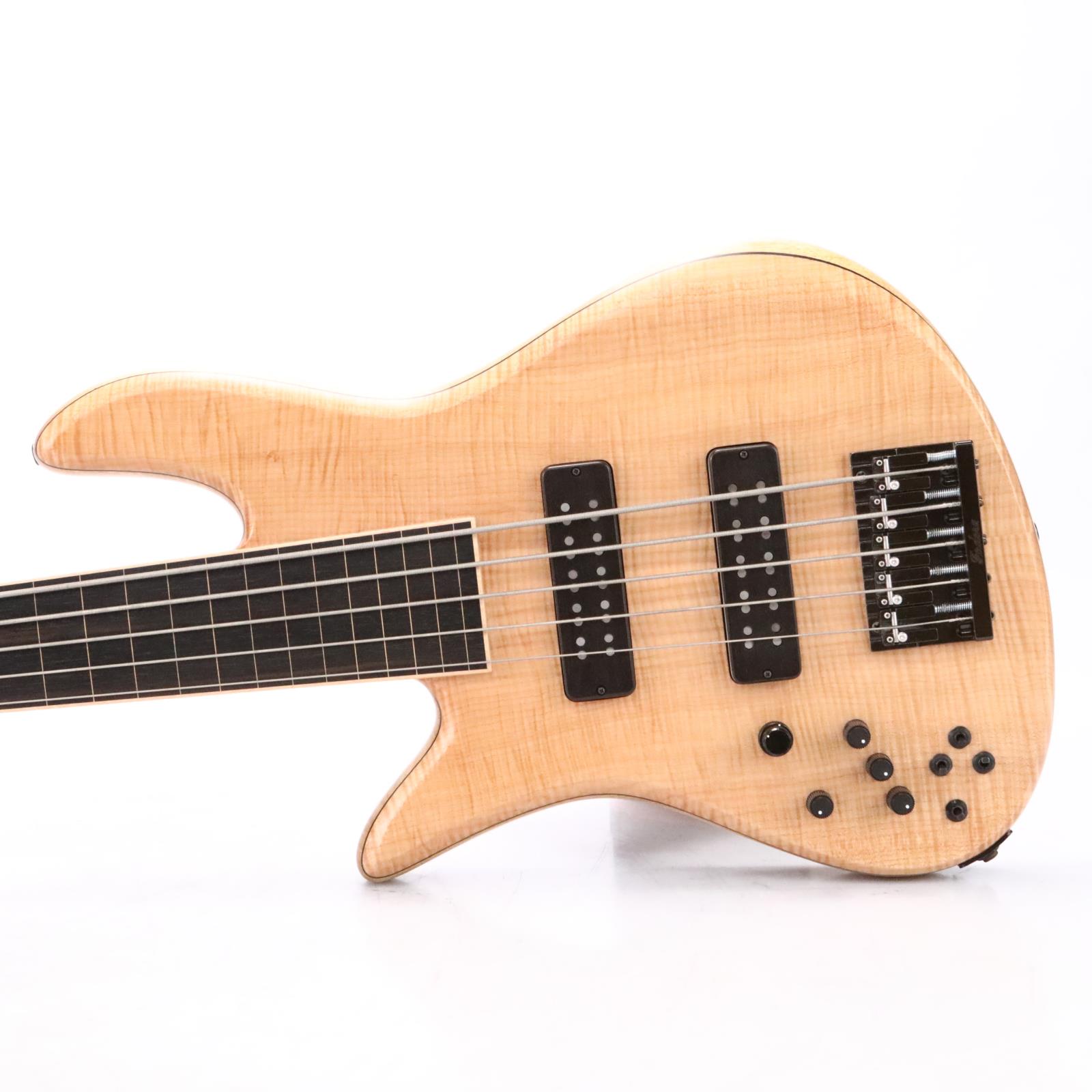 2006 Fodera Emperor Natural Flame Maple 5-String Fretless Lefty Bass #50659
